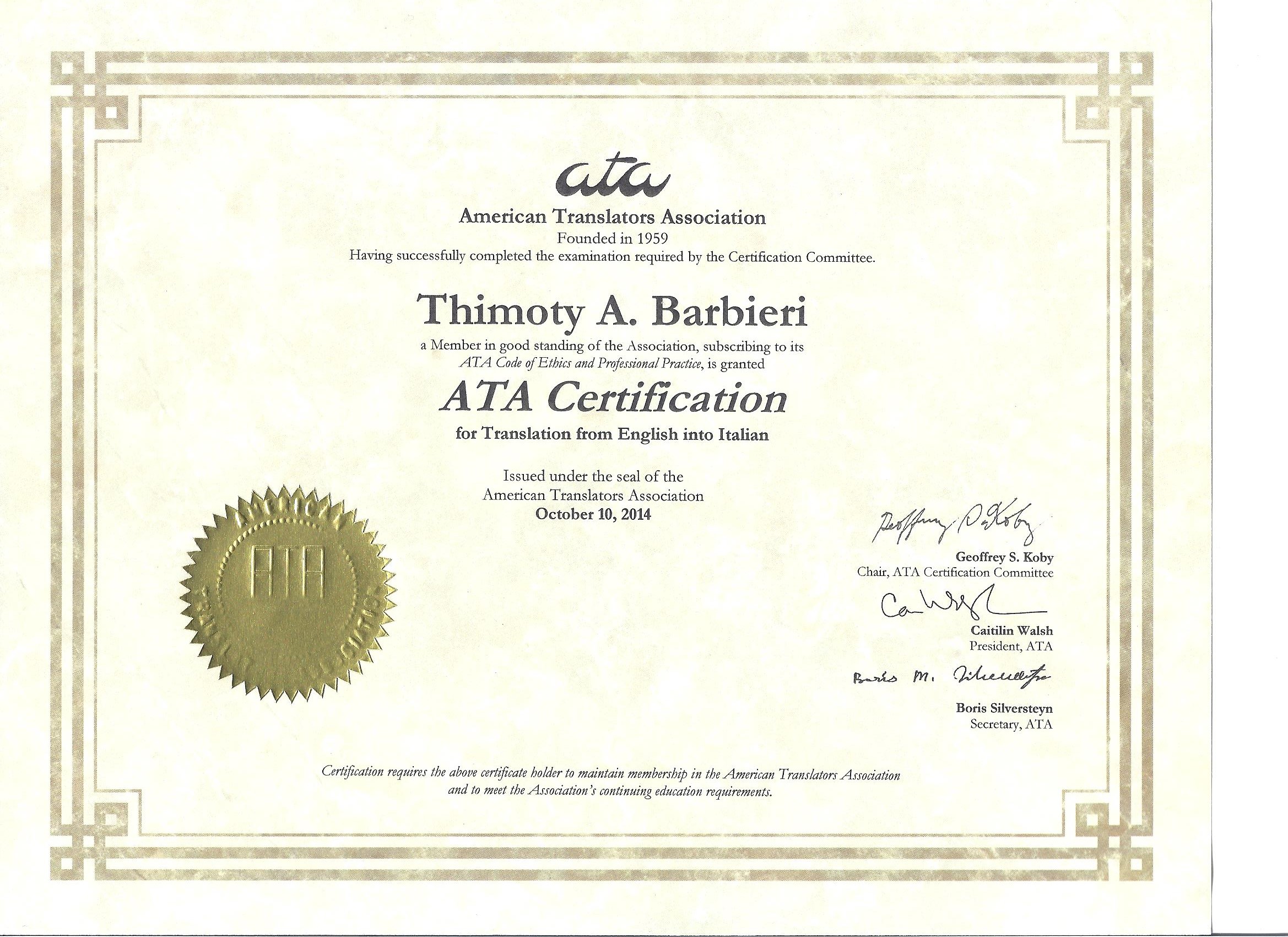 Certified Translator EN>IT