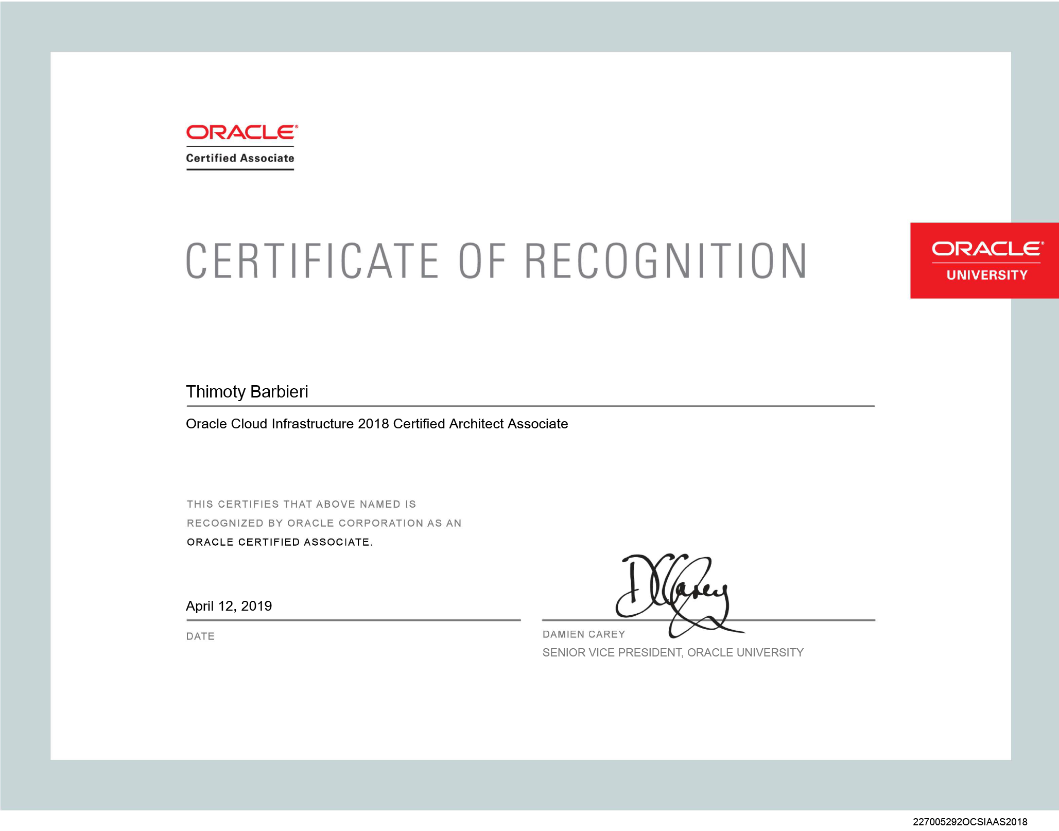 Oracle Cloud Infrastructure Architect
